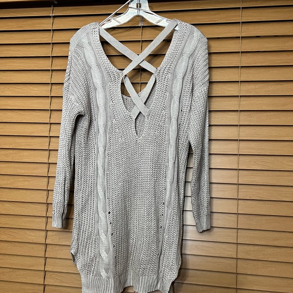 Wishlist Beige Knit V Neck Sweater top Size Small/Medium - Picture 5 of 8